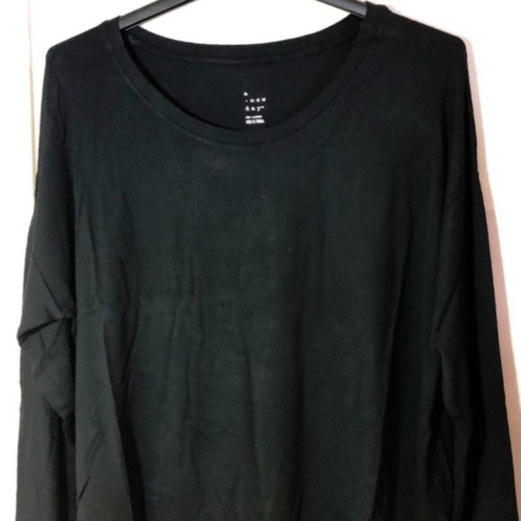 Black T Shirt Long Sleeve Rayon Span Target A New Day - Picture 2 of 2